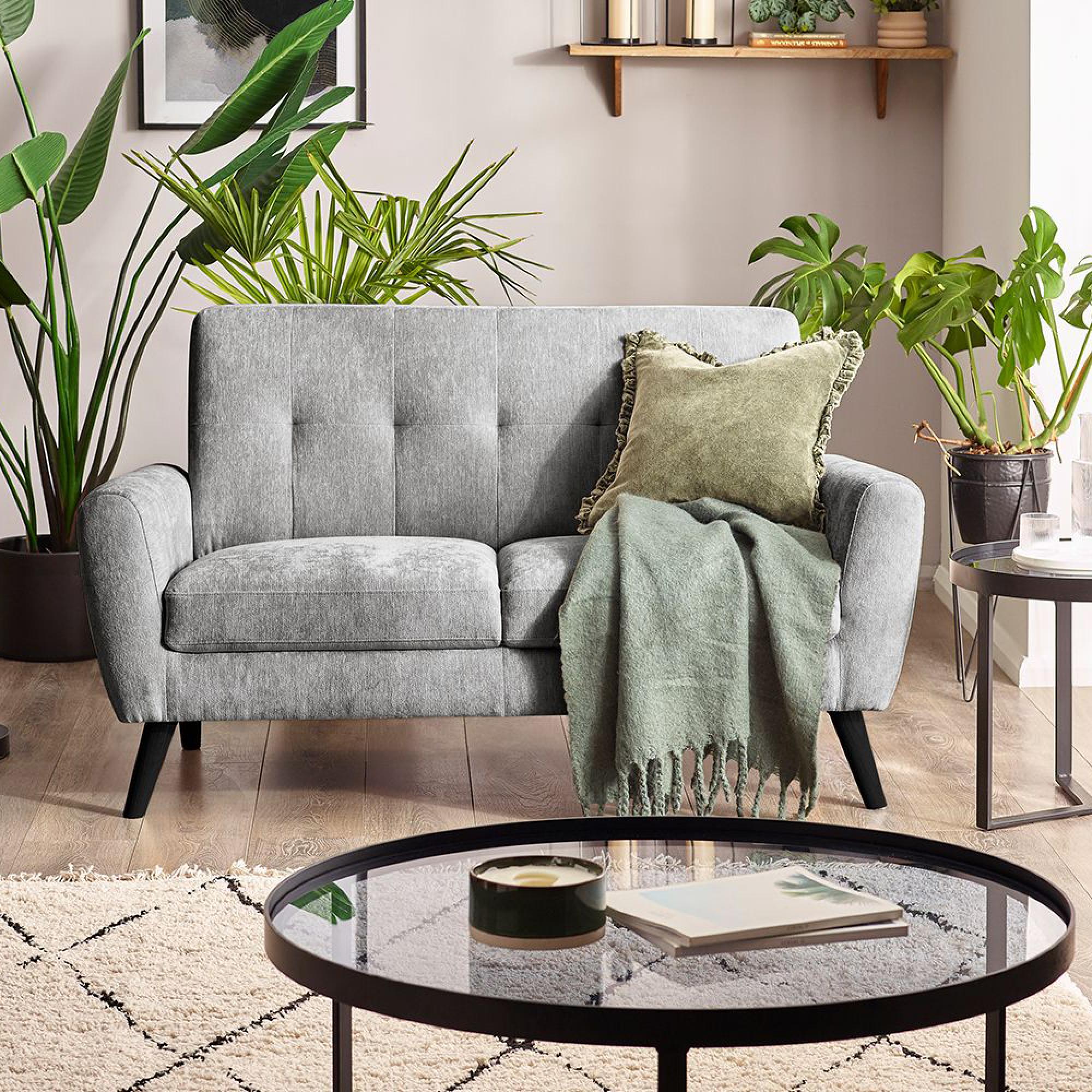 Monza Grey Mobus Fabric 2 Seater Sofa