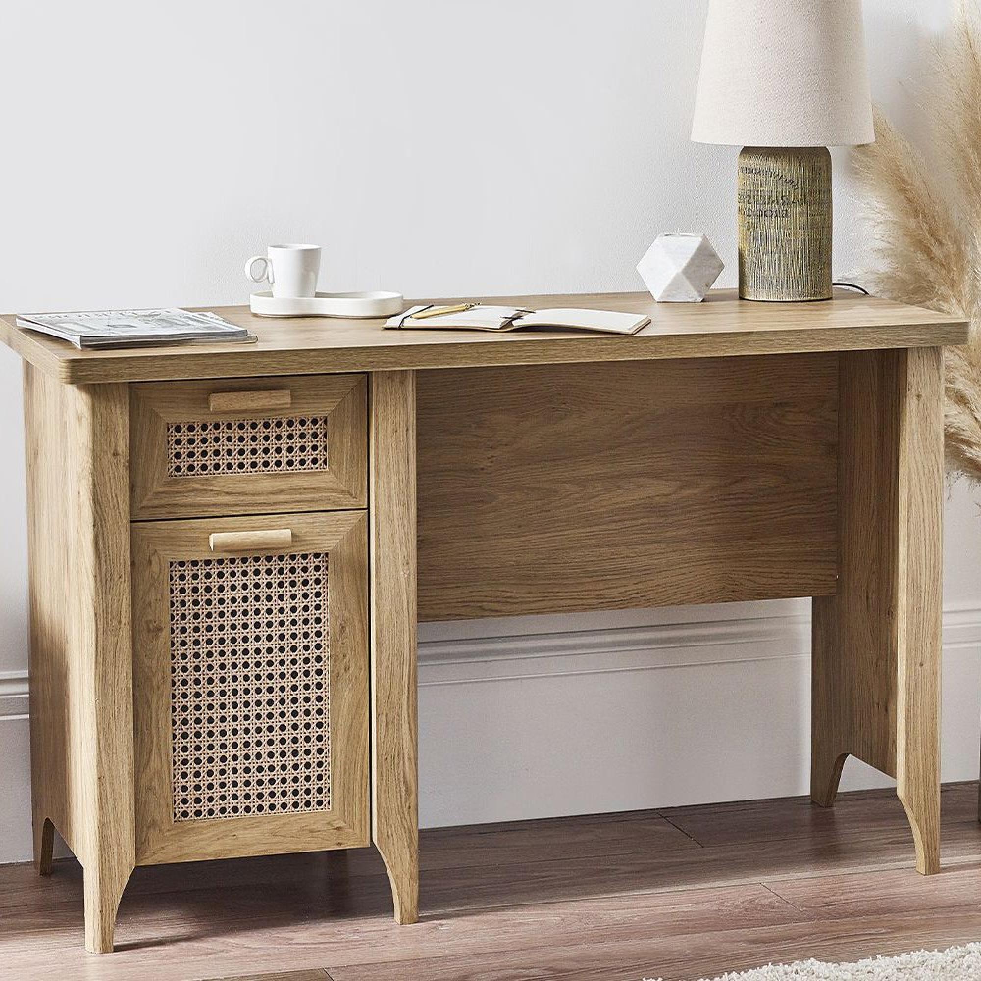 Sydney Faux Rattan 1 Door 1 Drawer Desk
