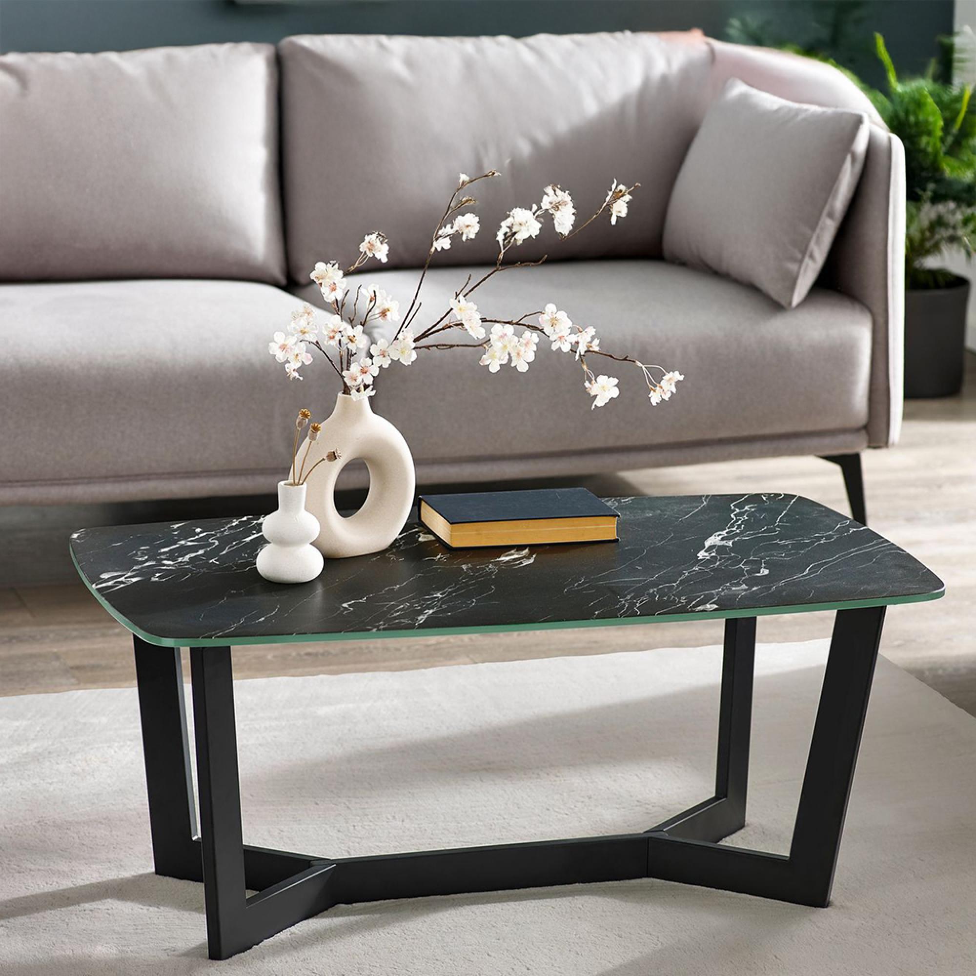 Olympus Black Marble Effect 60cm Coffee Table