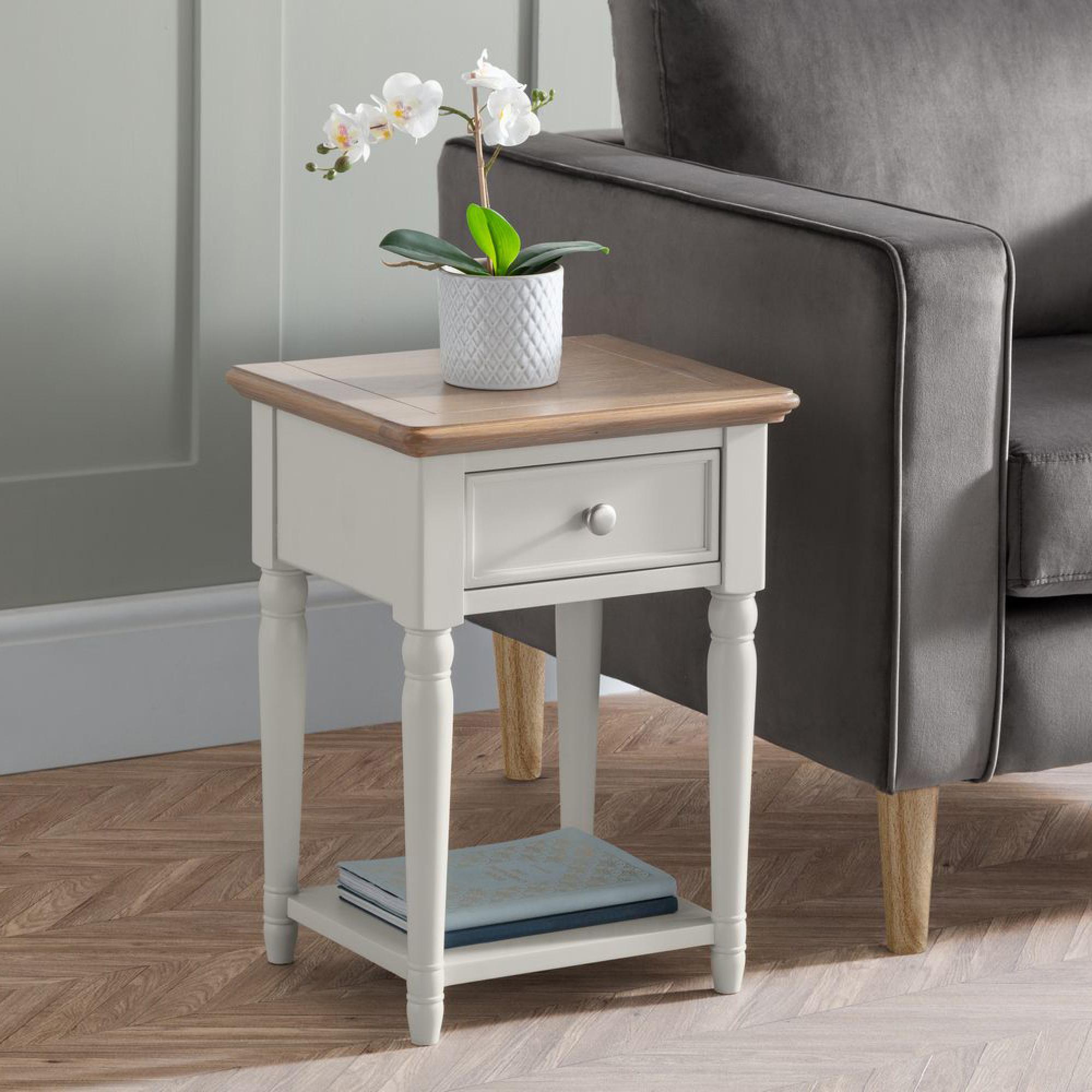 Provence Grey 1 Drawer Lamp Table