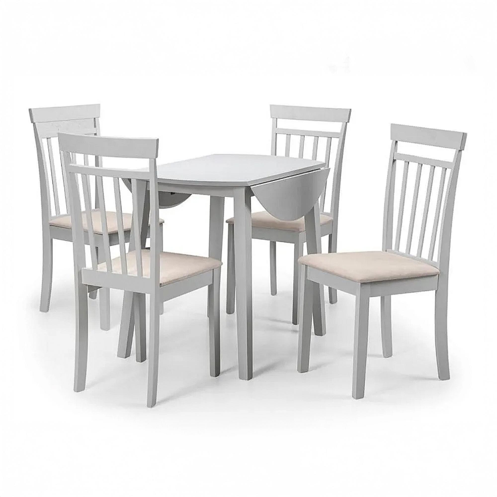 Coast Grey 2-4 Seater Round Drop Leaf Dining Set with 4 Chairs
