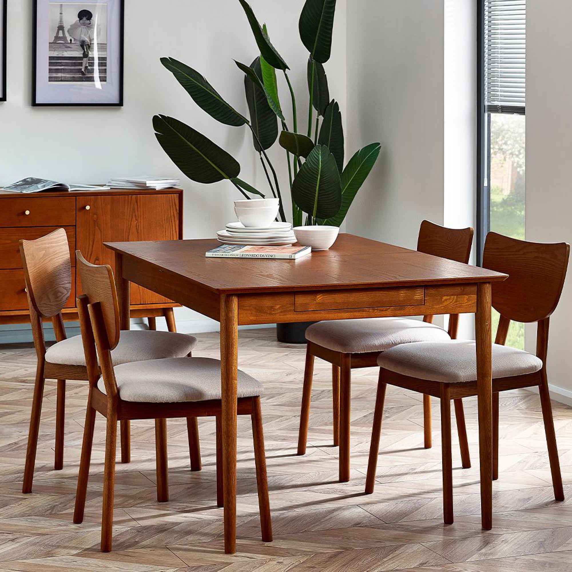 Lowry Cherry Wood Retro Style 4-6 Seater Extending Dining Set - 4-6 Chairs Option Available