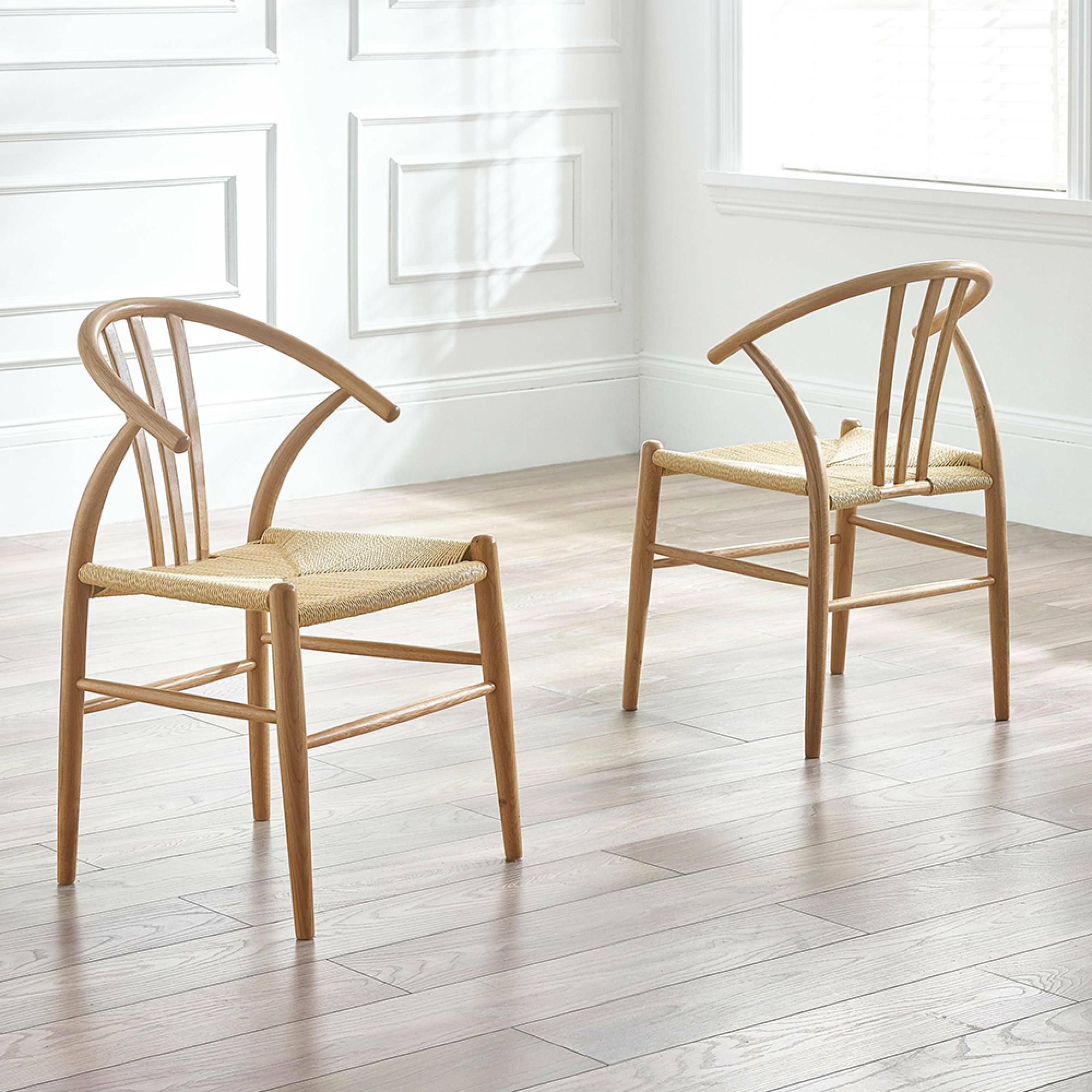 2 x Symi Natural Oak Curved Dining Chairs