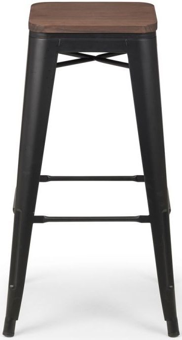 Set of 4 Grafton Elm Wood Industrial Barstool
