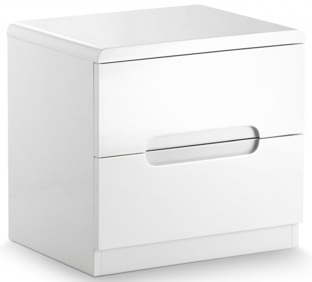 Narrow white deals gloss bedside table