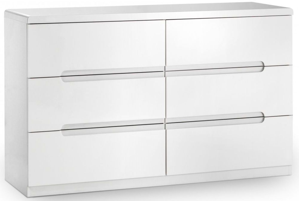 Manhattan White Gloss 6 Drawer Wide Chest