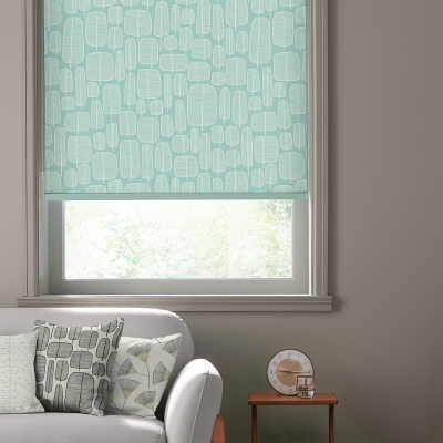 Product photograph of Missprint Little Trees Eggshell Blue-roller Blind from Choice Furniture Superstore