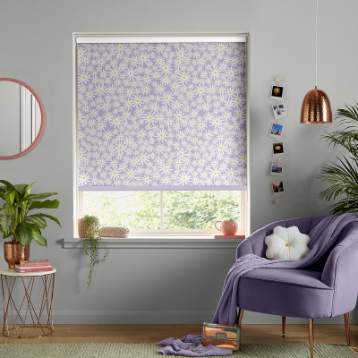 Product photograph of Skinny Dip Daisy Lilac Roller Blind from Choice Furniture Superstore