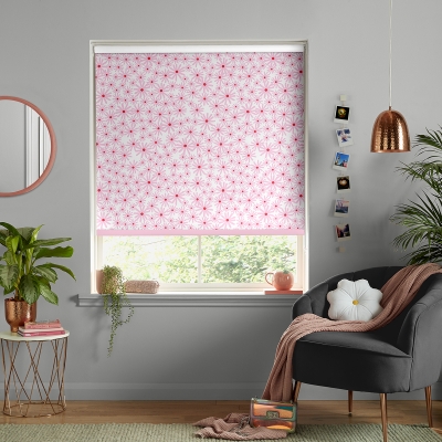 Product photograph of Skinny Dip Daisy Pink Roller Blind from Choice Furniture Superstore