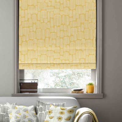 Product photograph of Missprint Little Trees Yellow Roman Blind from Choice Furniture Superstore