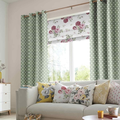 Product photograph of Cath Kidston Button Spot Aloe Curtain from Choice Furniture Superstore