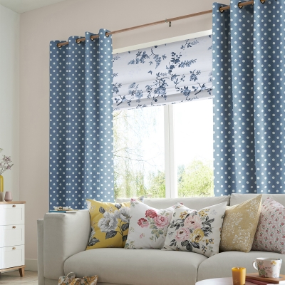 Product photograph of Cath Kidston Button Spot Blue Curtain from Choice Furniture Superstore