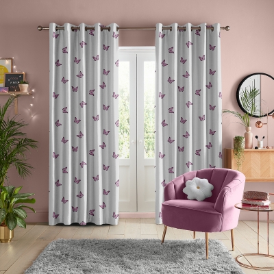 Product photograph of Skinny Dip Butterfly Pink Curtain from Choice Furniture Superstore