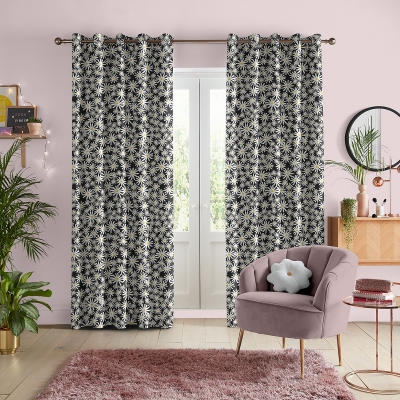 Product photograph of Skinny Dip Daisy Black Curtain from Choice Furniture Superstore
