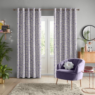 Product photograph of Skinny Dip Daisy Lilac Curtain from Choice Furniture Superstore