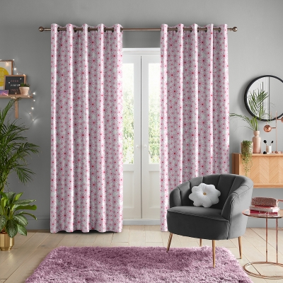 Product photograph of Skinny Dip Daisy Pink Curtain from Choice Furniture Superstore