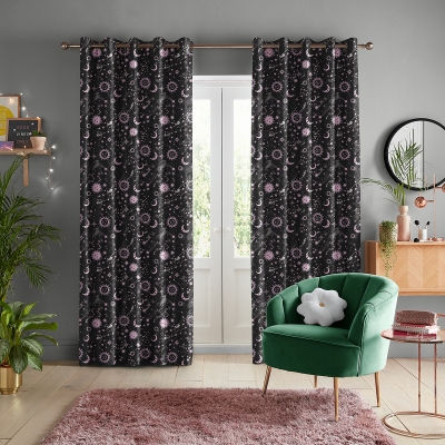 Product photograph of Skinny Dip Marble Celestial Black And Pink Curtain from Choice Furniture Superstore