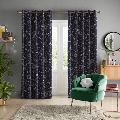 Product photograph of Skinny Dip Zodiac Navy And Pink Curtain from Choice Furniture Superstore