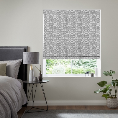Product photograph of Diaz Silver Roman Blind from Choice Furniture Superstore