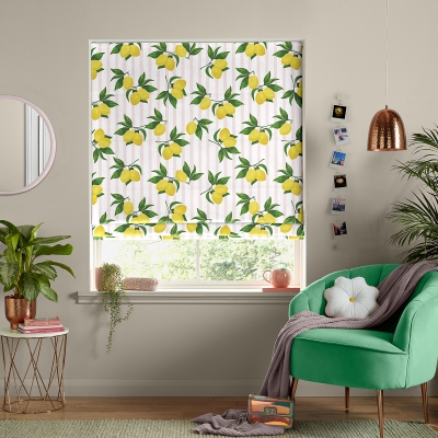 Product photograph of Summer Lemon Pink Roman Blind from Choice Furniture Superstore