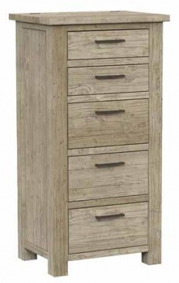 Image of Fjord Scandinavian Style Rustic Pine 5 Drawer Lingerie Chest