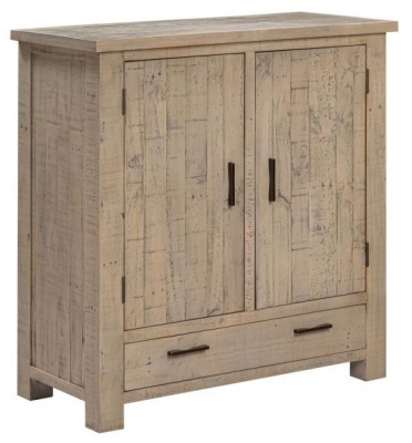 Product photograph of Fjord Scandinavian Style Rustic Pine Linen Small Sideboard from Choice Furniture Superstore