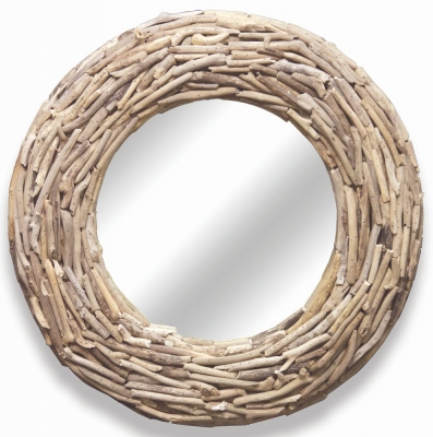 Product photograph of Driftwood Round Wall Mirror - 60cm X 60cm from Choice Furniture Superstore