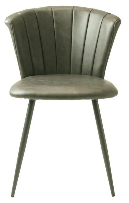 Set of 2 Amalfi Grey Vintage Leather Dining Chair
