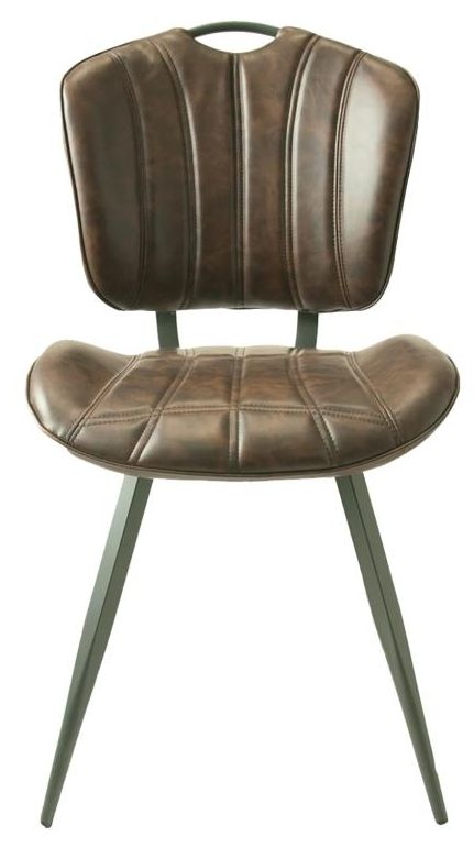 Set of 2 Gustavia Chestnut Vintage Leather Dining Chair