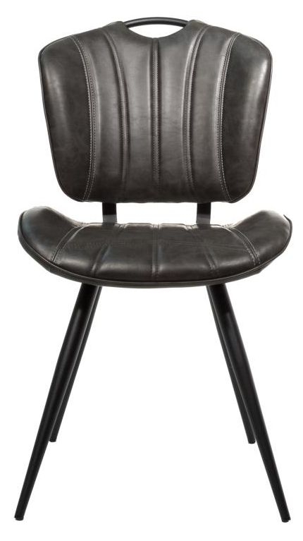 Set of 2 Gustavia Grey Vintage Leather Dining Chair