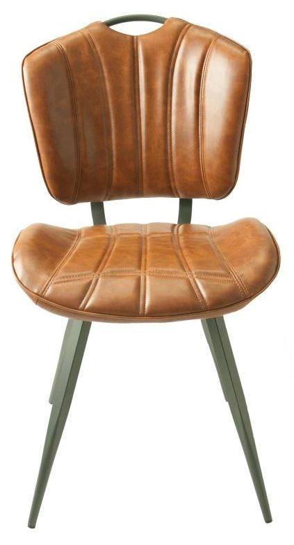 Set of 2 Gustavia Vintage Tan Leather Dining Chair