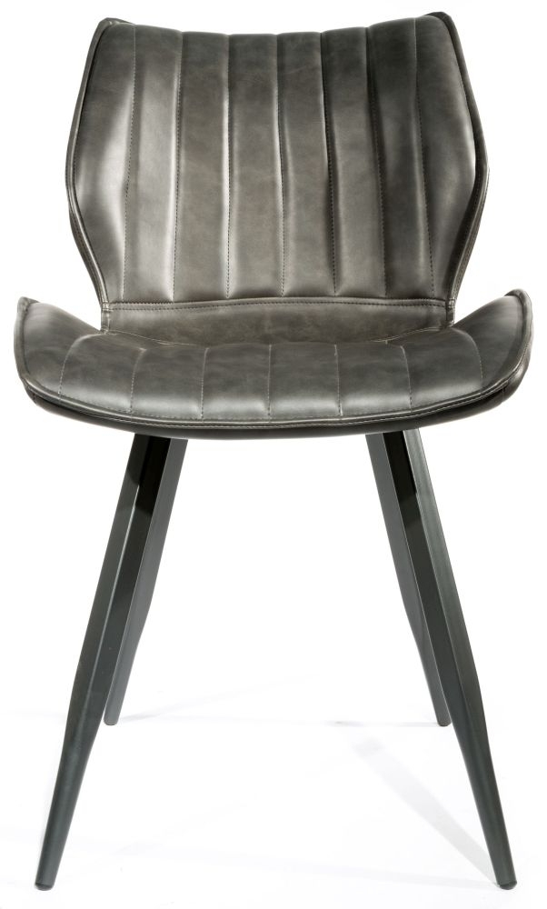 Set of 2 Norwich Grey Vintage Leather Dining Chair
