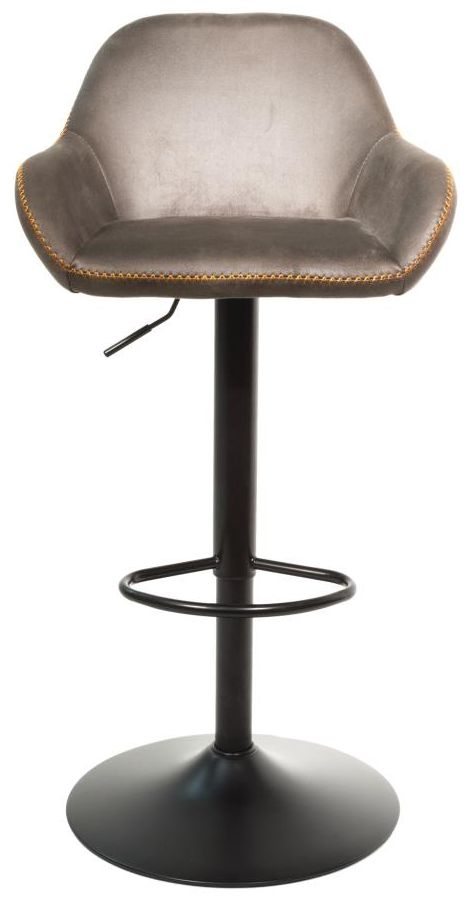 2 x Hawai Mussel Grey Fabric Gas Lift Barstool