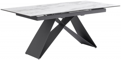 Product photograph of Emilia White And Grey Ceramic Top 6 Seater Extending Dining Table - 180cm from Choice Furniture Superstore