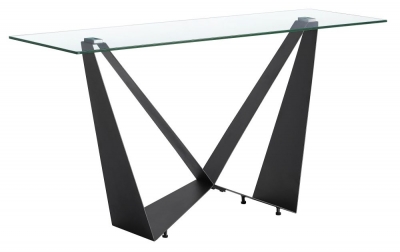 Product photograph of Milan Dark Grey And Glass Console Table from Choice Furniture Superstore