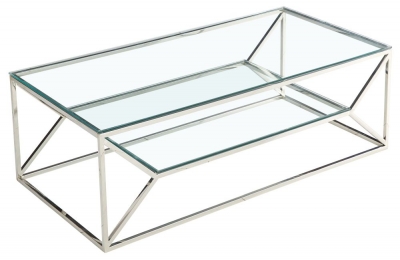 Product photograph of Bianca Glass And Chrome Coffee Table from Choice Furniture Superstore