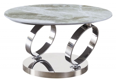 Product photograph of Sofia Rings Grey Ceramic Top And Chrome Swivel Extending Coffee Table from Choice Furniture Superstore