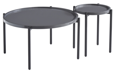 Product photograph of Cambridge Dark Grey Gloss Coffee Table And Side Table Set from Choice Furniture Superstore