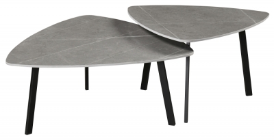 Product photograph of Thornton Dark Grey Ceramic Top Triangle Coffee Table Set Of 2 from Choice Furniture Superstore