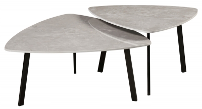 Product photograph of Thornton Grey Ceramic Top And Black Triangle Coffee Table Set Of 2 from Choice Furniture Superstore