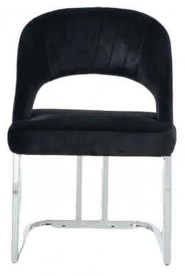 Product photograph of Isabella Black Velvet Fabric U Shaped Dining Chair Sold In Pairs from Choice Furniture Superstore