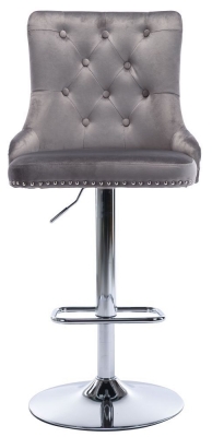 Product photograph of Adriana Velvet Fabric And Chrome Swivel Barstool Sold In Pairs from Choice Furniture Superstore