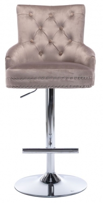 Product photograph of 2 X Elenore Mink Velvet Fabric Lion Knockerback Swivel Barstool from Choice Furniture Superstore