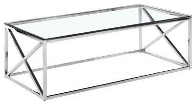 Product photograph of Luisa Glass And Chrome Coffee Table from Choice Furniture Superstore