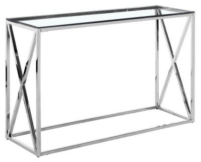 Product photograph of Luisa Glass And Chrome Console Table from Choice Furniture Superstore