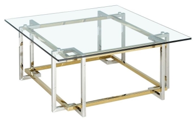 Product photograph of Nora Glass And Chrome Coffee Table from Choice Furniture Superstore