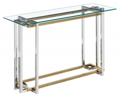 Product photograph of Nora Glass And Chrome Console Table from Choice Furniture Superstore