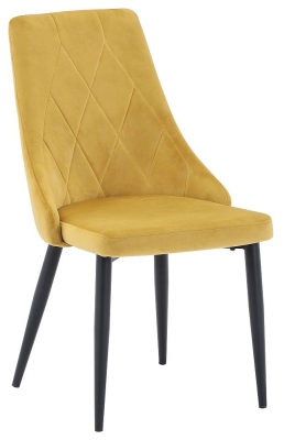 Product photograph of Darwen Mustard Fabric Dining Chair Sold In Pairs from Choice Furniture Superstore