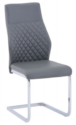 Product photograph of Sheffield Dark Grey Leather Dining Chair With Chrome Legs Set Of 4 from Choice Furniture Superstore