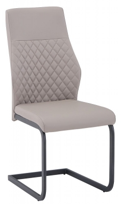 Product photograph of Sheffield Taupe Leather Dining Chair With Black Legs Set Of 4 from Choice Furniture Superstore